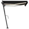 Auvent manuel rétractable avec LED 300x250 cm Anthracite