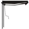 Auvent manuel rétractable avec LED 3x2,5 m Anthracite
