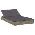 Transat 2 places avec toit rond gris 211x112x140 cm