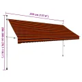 Auvent manuel rétractable 350 cm Orange et marron