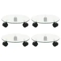 Supports roulants à plantes 4 pcs 28 cm Verre trempé Rond