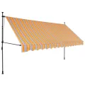 Auvent manuel rétractable avec LED 350 cm Jaune et bleu