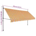 Auvent manuel rétractable avec LED 350 cm Jaune et bleu