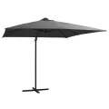 Parasol de jardin en porte-à-faux lumières LED et mât en acier