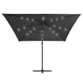 Parasol de jardin en porte-à-faux lumières LED et mât en acier
