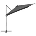 Parasol de jardin en porte-à-faux lumières LED et mât en acier
