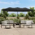 Parasol de jardin à double tête avec LED anthracite 449x245 cm