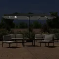 Parasol de jardin à double tête avec LED anthracite 449x245 cm