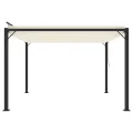 Tonnelle avec toit à persienne 3x3 m Crème Tissu et aluminium