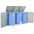 Abri pour trois poubelles 207x77,5x112,5 cm Inox