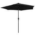 Parasol de jardin avec lumières LED et mât en aluminium noir