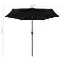 Parasol de jardin avec lumières LED et mât en aluminium noir