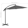 Parasol de jardin en porte-à-feux avec mât en acier anthracite