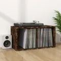 Boîte de rangement à disques vinyle Chêne fumé 71x34x36 cm Bois