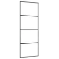 Porte coulissante Verre ESG dépoli et aluminium 76x205 cm Noir