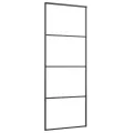 Porte coulissante Aluminium et verre ESG 76x205 cm Noir