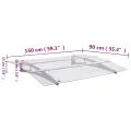 Auvent de porte argent et transparent 150x90 cm PET