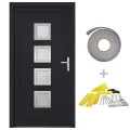 Porte d'entrée anthracite 98x208 cm PVC