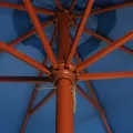 Parasol avec mât en bois 300x258 cm Bleu