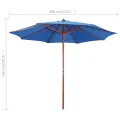 Parasol avec mât en bois 300x258 cm Bleu
