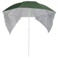 Parasol de plage avec parois latérales vert 215 cm
