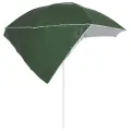 Parasol de plage avec parois latérales vert 215 cm