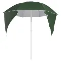 Parasol de plage avec parois latérales vert 215 cm