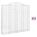 Paniers à gabions arqués 3 pcs 200x30x180/200 cm Fer galvanisé