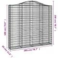 Paniers à gabions arqués 3 pcs 200x30x180/200 cm Fer galvanisé
