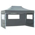 Tente de réception pliable avec 3 parois 3x4 m Acier Anthracite