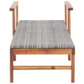 Chaise longue Résine tressée et bois d'acacia massif Gris