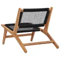 Chaise longue avec repose-pied Bois de teck solide et corde