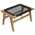 Chaise longue avec repose-pied Bois de teck solide et corde