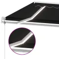 Auvent automatique capteur de vent et LED 400x350 cm Anthracite