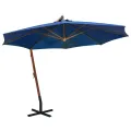 Parasol de jardin suspendu avec mât bleu azuré bois de sapin