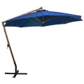 Parasol de jardin suspendu avec mât bleu azuré bois de sapin