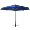 Parasol de jardin suspendu avec mât bleu azuré bois de sapin