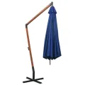 Parasol de jardin suspendu avec mât bleu azuré bois de sapin