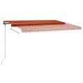 Auvent manuel rétractable avec LED 450x300 cm Orange et marron