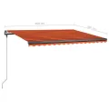 Auvent manuel rétractable avec LED 450x300 cm Orange et marron