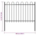 Clôture de jardin avec dessus en cerceau Acier 1,8 m Noir