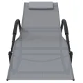 Chaise longue à bascule gris acier et textilène