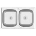 Évier de cuisine à double lavabo argenté 800x500x155 mm inox
