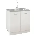 Évier de cuisine à double lavabo argenté 800x500x155 mm inox