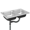 Évier de cuisine à double lavabo argenté 800x500x155 mm inox