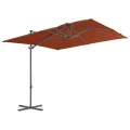Parasol de jardin en porte-à-faux avec mât en acier terre cuite