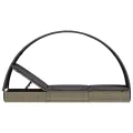 Chaise longue avec toit rond gris 211x57x140 cm résine tressée