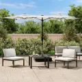 Parasol de jardin à double tête avec LED blanc sable 316x240 cm