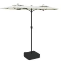 Parasol de jardin à double tête avec LED blanc sable 316x240 cm