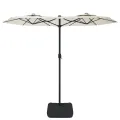 Parasol de jardin à double tête avec LED blanc sable 316x240 cm